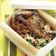 Grilled Game Hens with Basmati, Dried Currant, and Almond Salad
