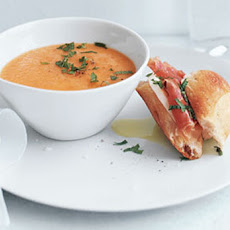 Cantaloupe Soup with Prosciutto-Mozzarella Sandwiches Recipe