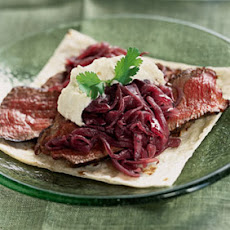 Rib-Eye Tacos with Onion Jam and Horseradish Crème Fraîche