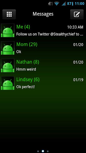 GO SMS Dark Green Theme