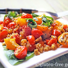 Baked Grape Tomatoes Recipe with Basil and Cornbread Crumbs