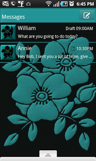 Go SMS Pro Theme Teal Flower