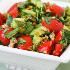Tomato Salad with Avocado, Tuna, Cilantro, and Lime