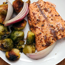 Maple and Mustard-Glazed Salmon with Roasted Brussels Sprouts