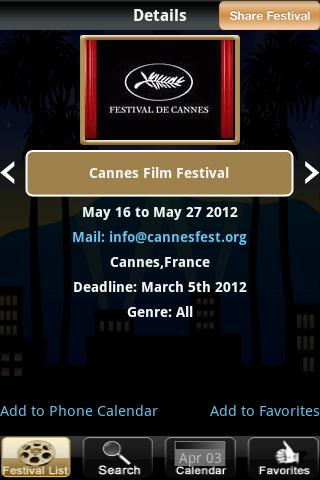 【免費生產應用App】Film Festivals App-APP點子