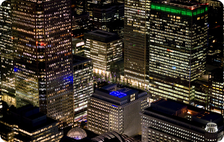 Canada Tower and neighboring office buildings at Canary Wharf Jason Hawkes