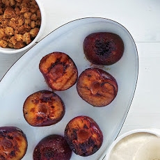 Grilled Plums with Cookies and Ice Cream