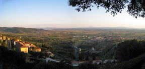 Panoramic view of Cortona from the high terrace of Piazza Garibaldi