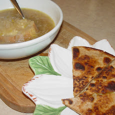 French Onion Soup with Turkish Cheese & Date Syrup Quesadillas