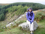 Laura about to begin the slog through the bog.