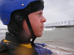 keith wikle Self Portrait prior to being sucked out of the surf kayak in lake michigan hyrdaulics.
