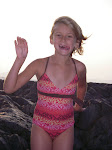 Isabella making faces and striking poses for the camera, Rock Island Lodge Lake Superior.