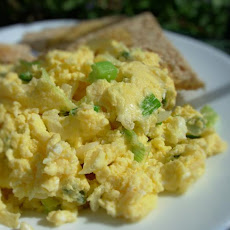Cheesy Scrambled Eggs With Green Onions