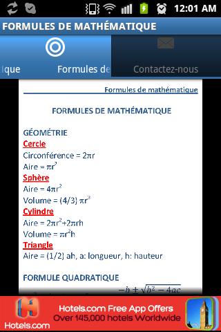 Formules de mathématique