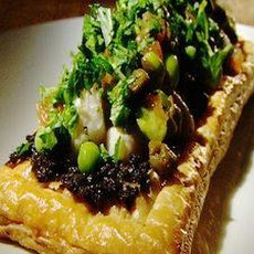 Swordfish on Puff Pastry with Tarragon Petite Peas