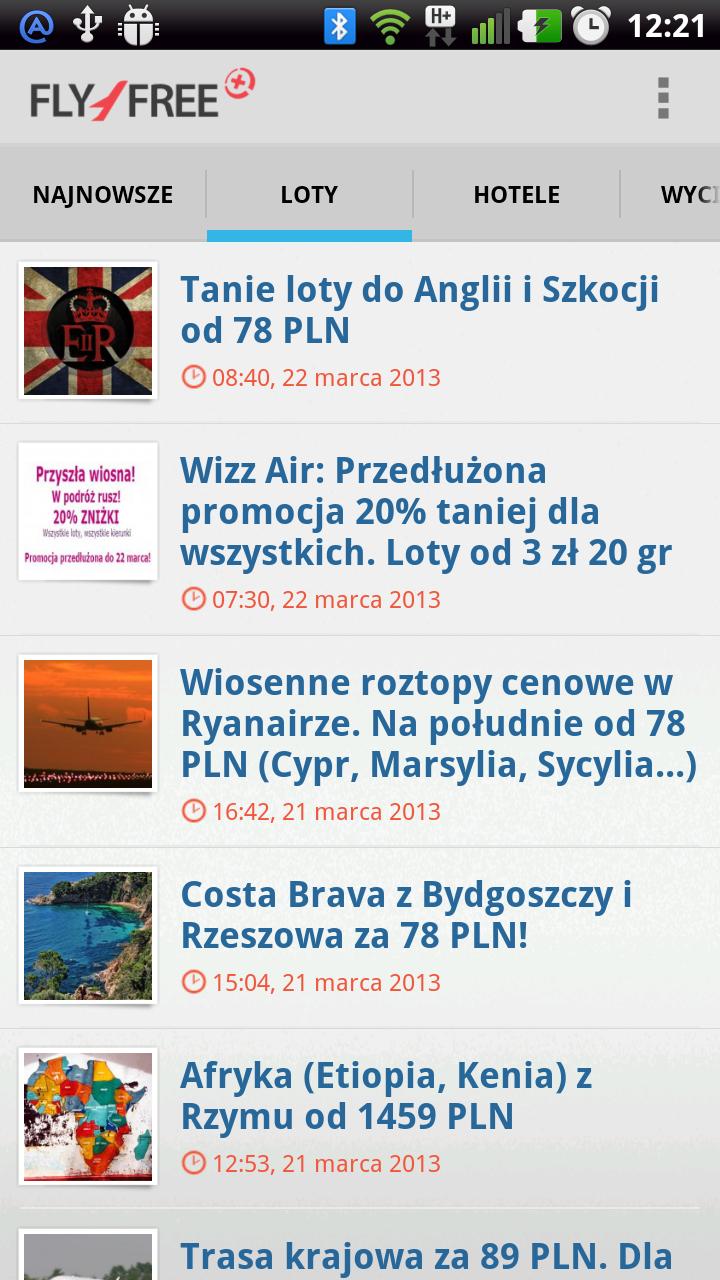 Android application Fly4free+ screenshort