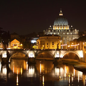 Vatican City by Bryan Rasmussen - Landscapes Travel ( night, vatican, bridge, italy )
