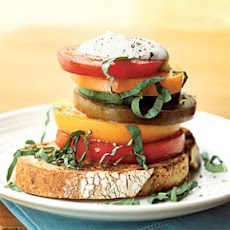 Stacked Heirloom Tomato Salad with Ricotta Salata Cream