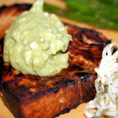 Lemon Soy Swordfish With Avocado Butter