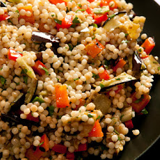 Grilled Eggplant and Red Pepper with Israeli Couscous Recipe