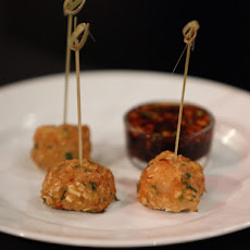 Shrimp Balls with Water Chestnuts and Spicy Soy Dipping Sauce