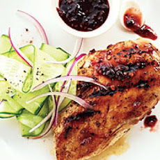 Raspberry-Chipotle Chicken Breasts with Cucumber Salad