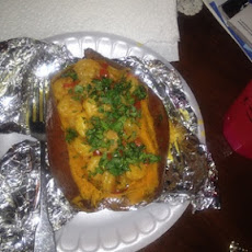 Curry Shrimp on a Sweet Potato