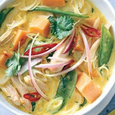 Spicy Curry Noodle Soup with Chicken and Sweet Potato