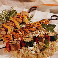 Greek-Style Vegetable Kebabs with Orzo and Feta