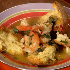 Shrimp and Bread Bowls and Olive-Pesto Dressed Tomatoes