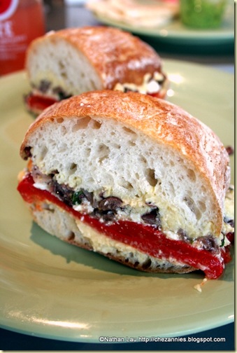 Hummus and Roasted Red Pepper with Olive Tapenade on Ciabatta @ California Academy of Sciences Cafe