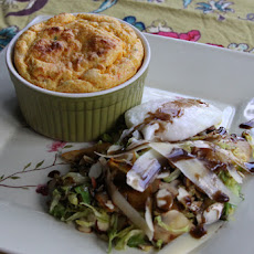Carrot Souffle with Brussles Sprout and Root Vegetable Salad