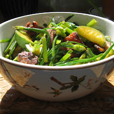 Smoky Garlic Chives, Squash and Bacon