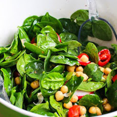 Mediterranean Spinach Salad with Garbanzos, Tomatoes, Radishes, and Sumac-Lemon Vinaigrette