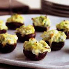 Mushroom Caps Stuffed with Leeks and Fromage Blanc