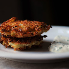 Golden Panko Latkes with Sour Cream and Chives