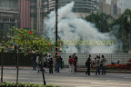 tear gas fired into klcc area. tear gas fired into klcc area.