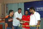 Rajj giving away prize for 4th place: Sivaji - The Boss (Kannan Ramasamy, Krishna Moorthy Ayadurai, Murali Puncharatnam, Tharmen) Rajj giving away prize for 4th place: Sivaji - The Boss (Kannan Ramasamy, Krishna Moorthy Ayadurai, Murali Puncharatnam, Tharmen)