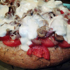Focaccia Topped With Tomato & Mushrooms
