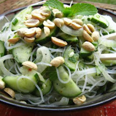 Rice Noodles With Thai Basil, Mint and Peanuts
