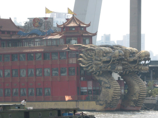 Double Dragon Ship moored beneath Nanpu bridge.
