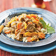 Lamb with Dates, Apricots, and Saffron over Couscous