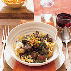 Stout and Beef Stew Served Over Egg Noodles