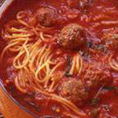 Mini Meatball and Broken Spaghetti Tomato Stoup
