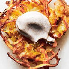 Sweet Potato Latkes with Cinnamon Sour Cream