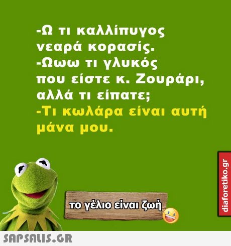 -Q ΤΙ Καλλίπυγος νεαρά κορασίς. Ωωω Τι γλυκός που είστε κ. Ζουράρι, αλλά Τι είπατε; -Τι κωλάρα είναι αυτή μανα μου. Το Υέλιο είναι ζωή 