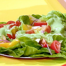 Mexican Salad with Tomatoes, Red Onions and Avocado Dressing