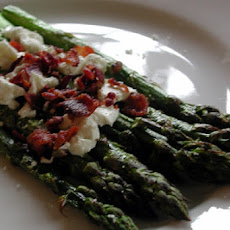 Roasted Asparagus with Goat Cheese and Bacon