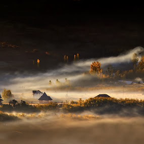 Autumn morning story by Claudiu Guraliuc - Landscapes Travel ( old, church, autumn, sunrise, morning, mist )