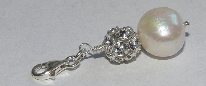FW Pearl Charm (White) + Rhinestone